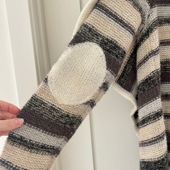 Kensie Gray Striped Boho Oversized Open Collar Long Cardigan Sweater XS/S - Picture 5 of 6